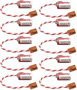 10PCS 3.6V 1600mAh PLC Battery for 3G2A9-BAT08 C500-BAT08 PLC Controller with Brown Plug