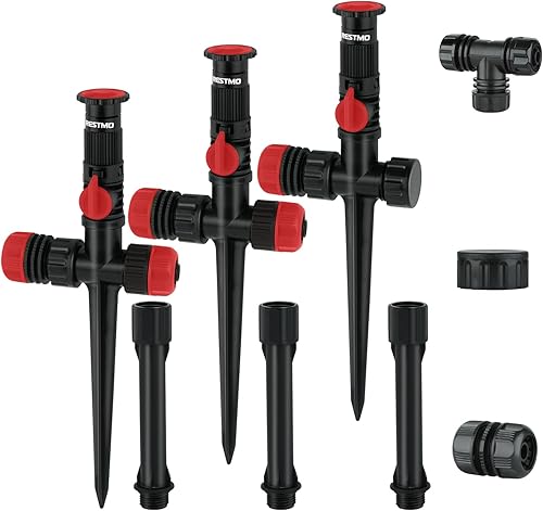Miniatura 5 de RESTMO Sistema de rociadores flexibles con base de metal con punta de metal, kit de riego por encima del suelo, juego de rociadores de césped