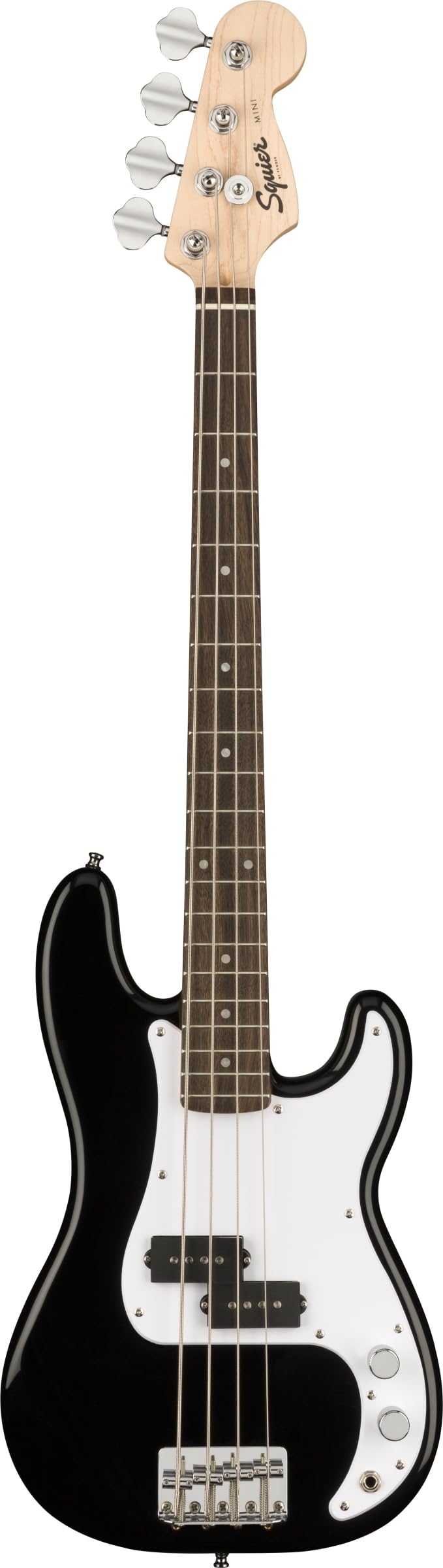 Fender Squier Electric Bass - Mini Precision Bass in Black, Comes with Free Virtual Lessons