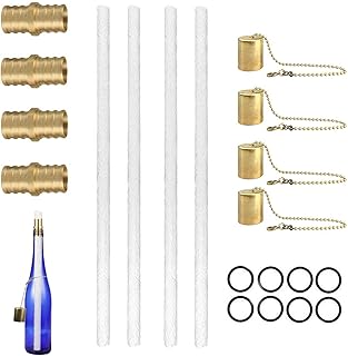 Citronella Torch Wick | Garden Torch Wick - 4 Long Life Torch Wicks, Copper Lamp Cover, Brass Wick Mount for DIY Torch Indoor Outdoor Decor Sreeka
