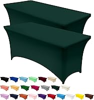 Vista 61 de Utopia Kitchen Mantel de spandex de 4 pies [1 unidad, blanco] 200 GSM elástico, ajustado, lavable y resistente a las arrugas, cubierta rectangular