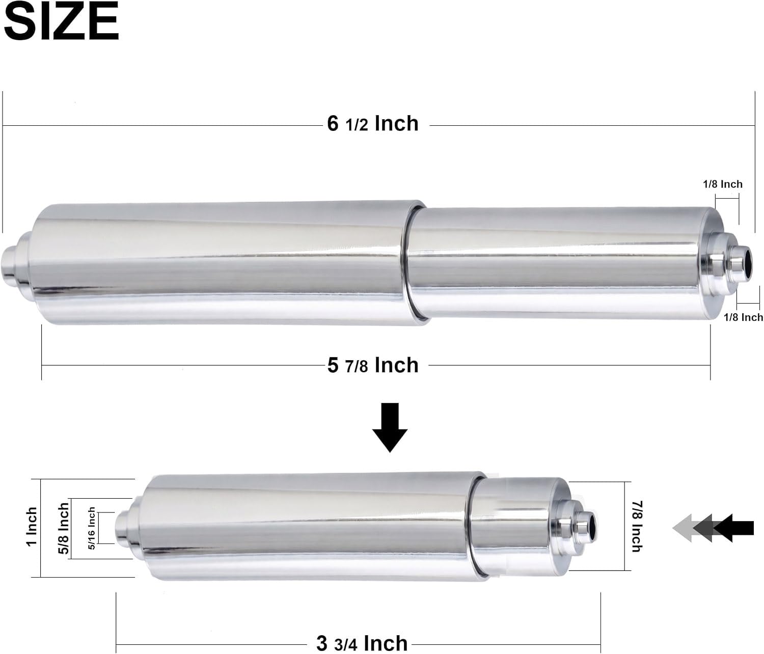 Universal 2 Pack Chrome Toilet Paper Holder Spring Loaded Replacement Rod — Amazon image 2