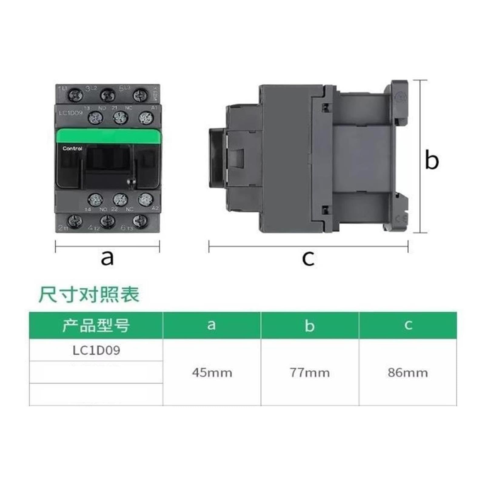 LC1D-09 3 Contactor de CA normalmente abierto AC24V