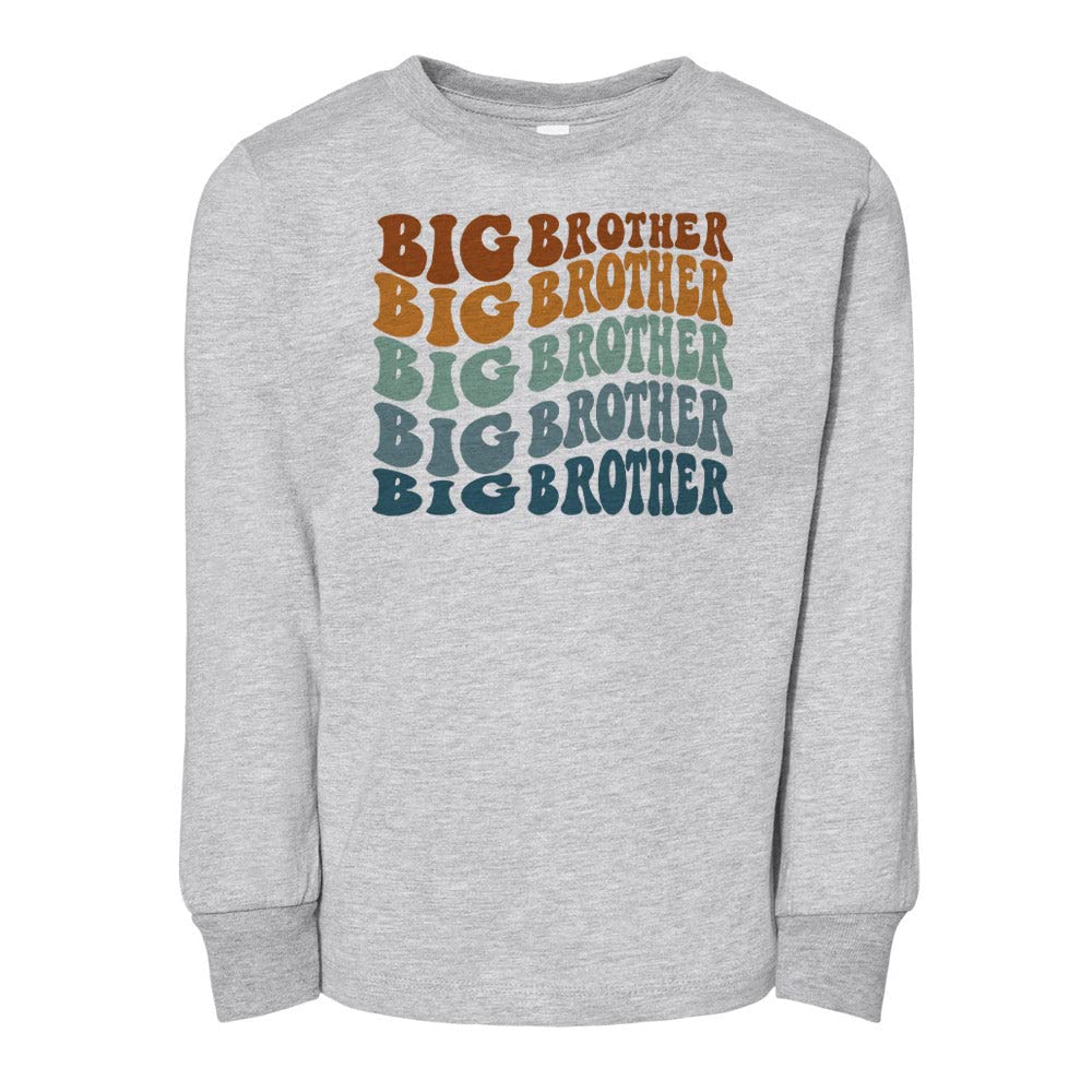Repeating Big Brother Toddler Kids Long Sleeve T-Shirt 3T Heather Grey