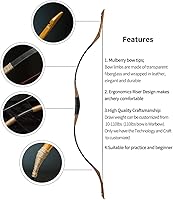 Vista 3 de Longbowmaker H1 - Arco largo hecho a mano al estilo húngaro, flagella recurvo, arco de caballo, tiro con arco, potencia de 20 a 110 libras