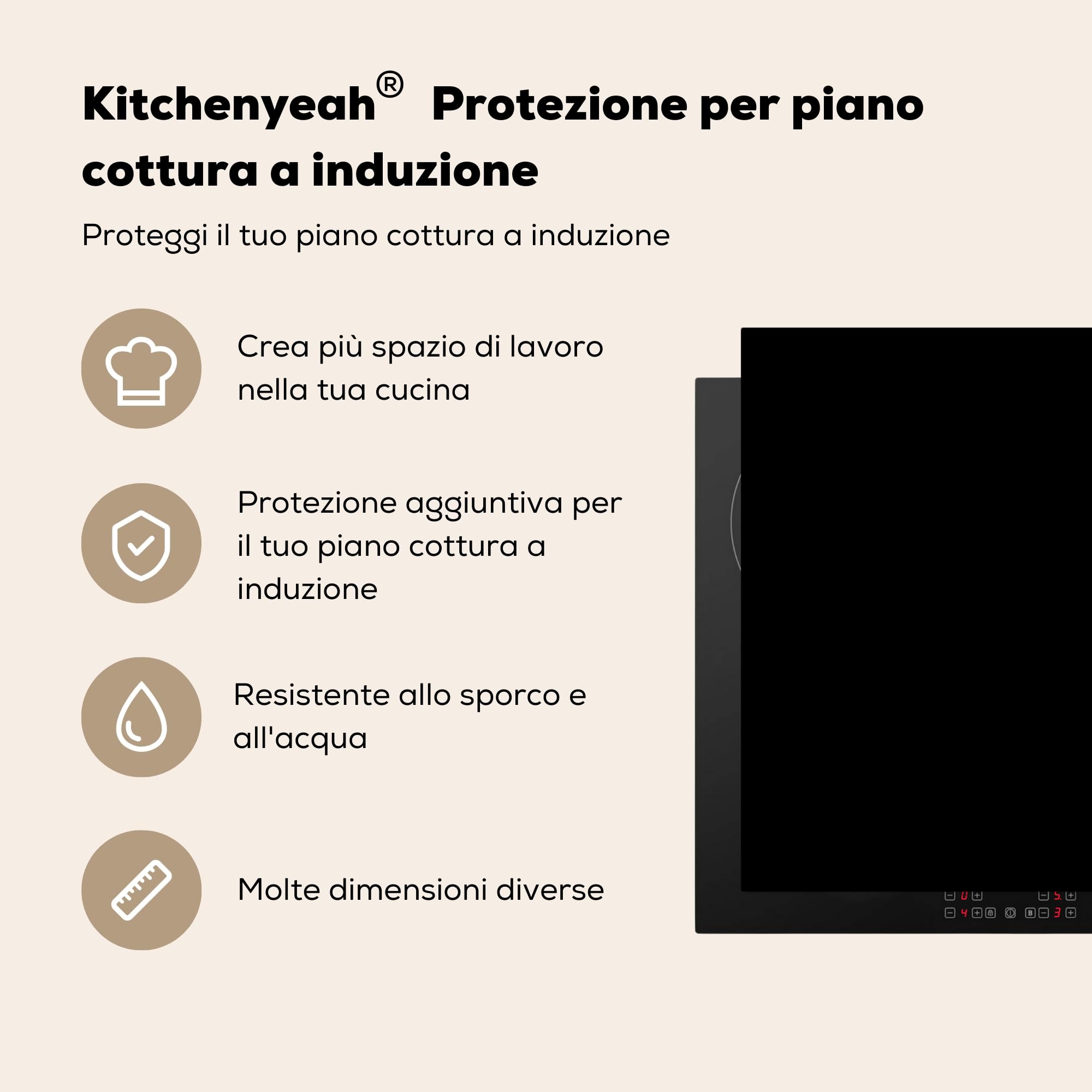 Copripiano Cottura Induzione 77x51 Cm - Protettore Antigraffio Con Stampa Marmo - Foto 3