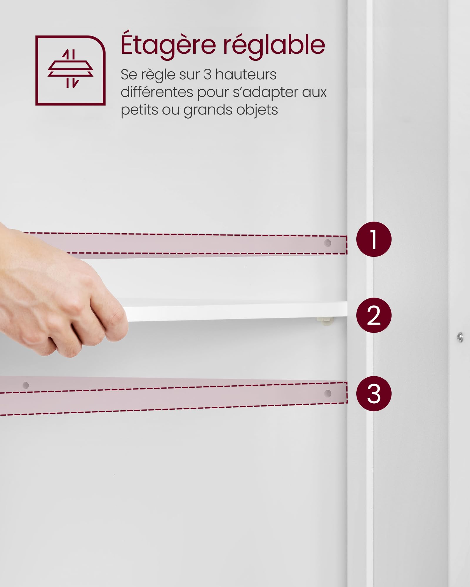 VASAGLE d’Angle, Meuble Portes et Étagère Réglable, pour Salle de Bain, Cuisine, Salon, Design Campagne Moderne, Blanc Nuage BBC844P31, 60 × 33,6 × 80 cm
