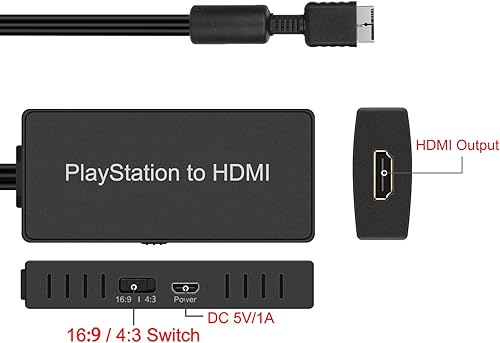 Miniatura 6 de Adaptador PS2 a HDMI PS2 Cable HDMI PS2 a HDMI Convertidor Soporte HDMI 43169 Switch, funciona para PlayStation 1PlayStation 2 y PS3. Adaptador PS1