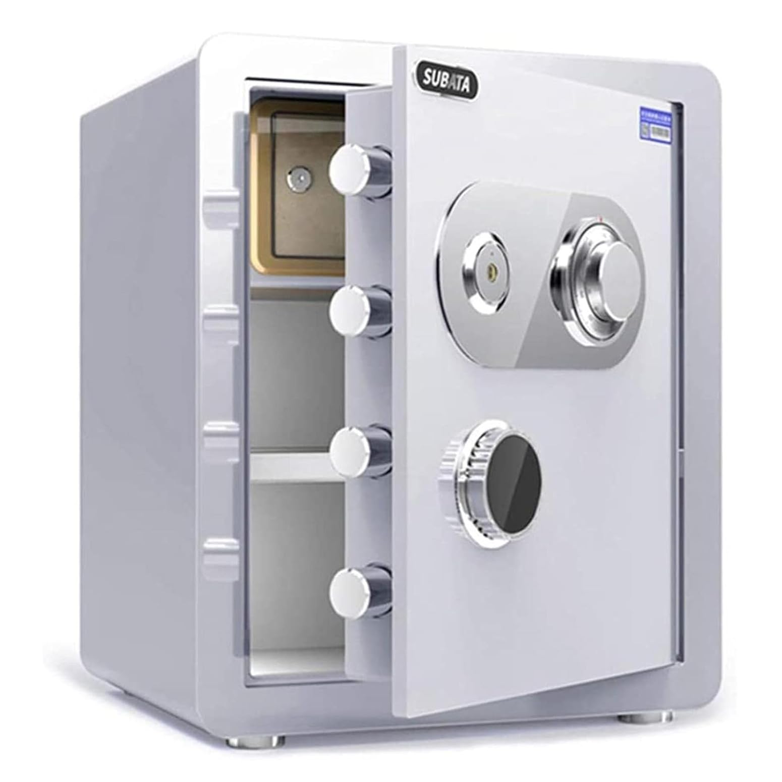 SURTA Caja fuerte de alta seguridad de acero de aleación con cerradura mecánica de combinación resistente al fuego y al agua, 45 x 38 x 33 cm, doble protección con llave, para oficina y hogar