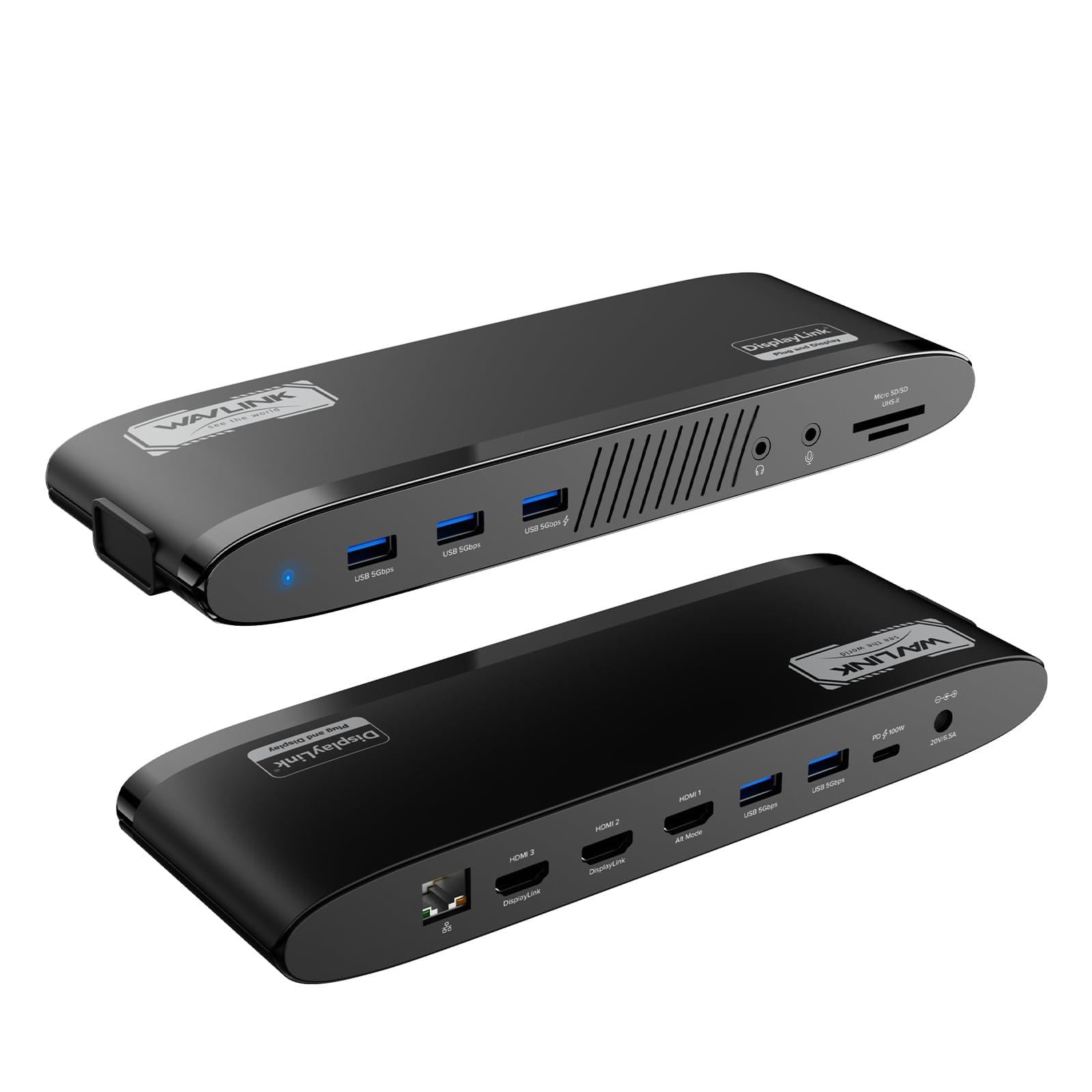 WAVLINK DisplayLink Docking Station，13 en 1 Triple Pantalla
