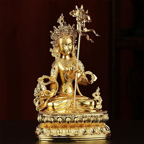 Miniatura 3 de Proveedores budistas de 6.3in de aleación de metal Ushnisha Sita Tapatra Tranic Nepal chapado en oro eficiente para decorar el hogar