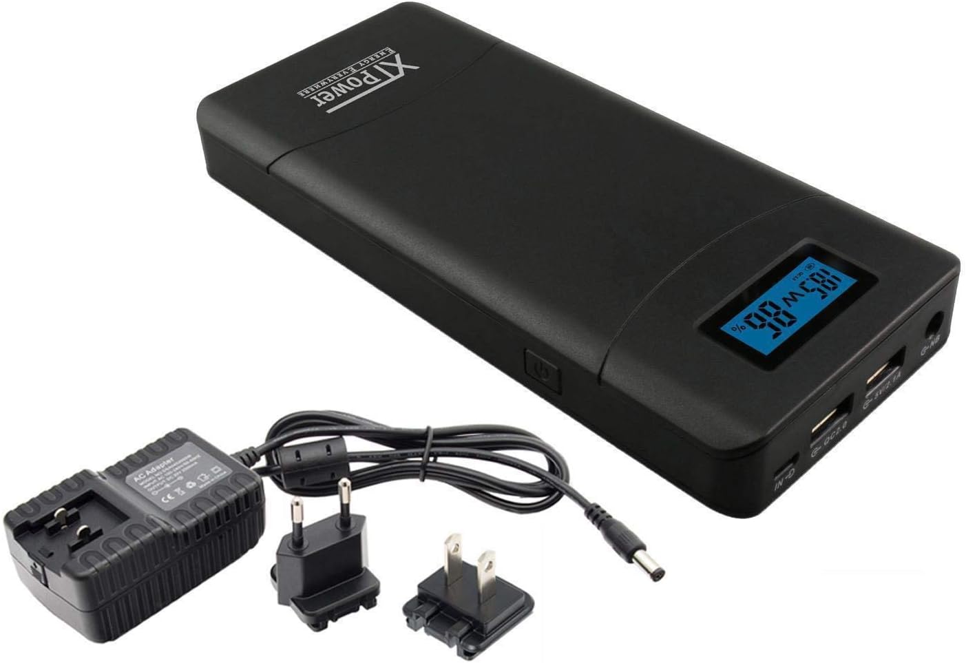 PowerBank 20000 mAh QC3-PA with Real-time Display LED Display - External Mobile Phone Batteries, High Capacity Power Bank with 65 W Power - Fast Charging for Laptop & Smartphone via USB & DC