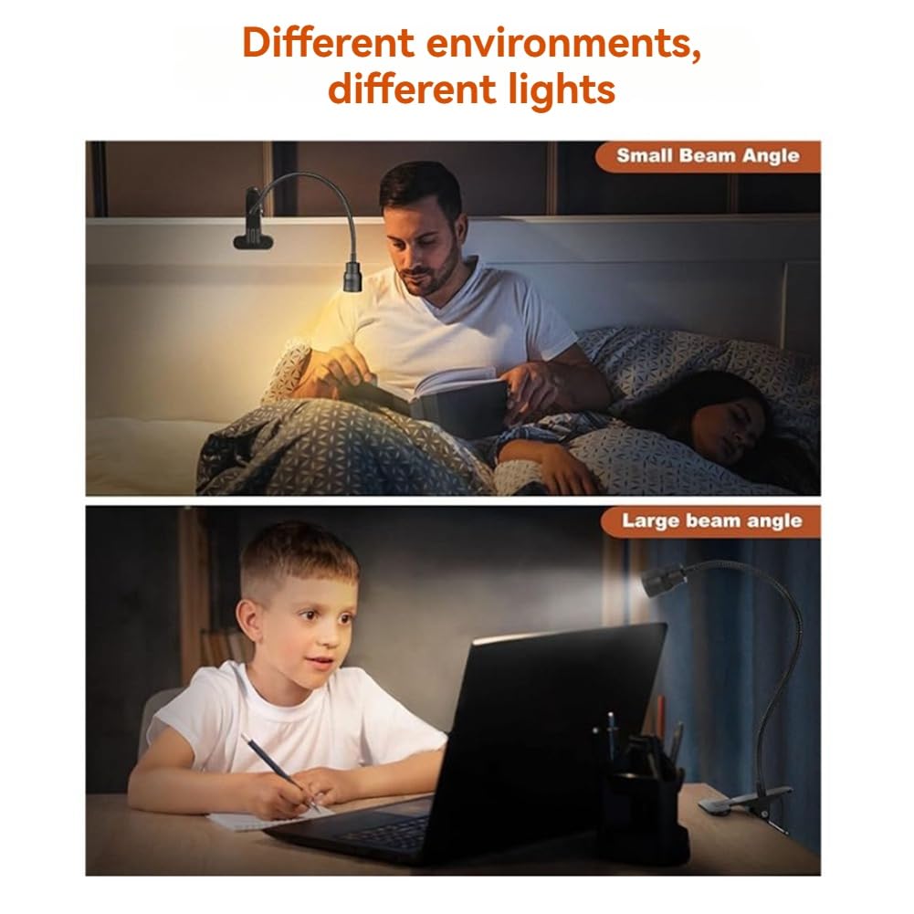 Luce LED da Lettura USB A Pinza con Tre Colori e Regolazione Intensità per Libri