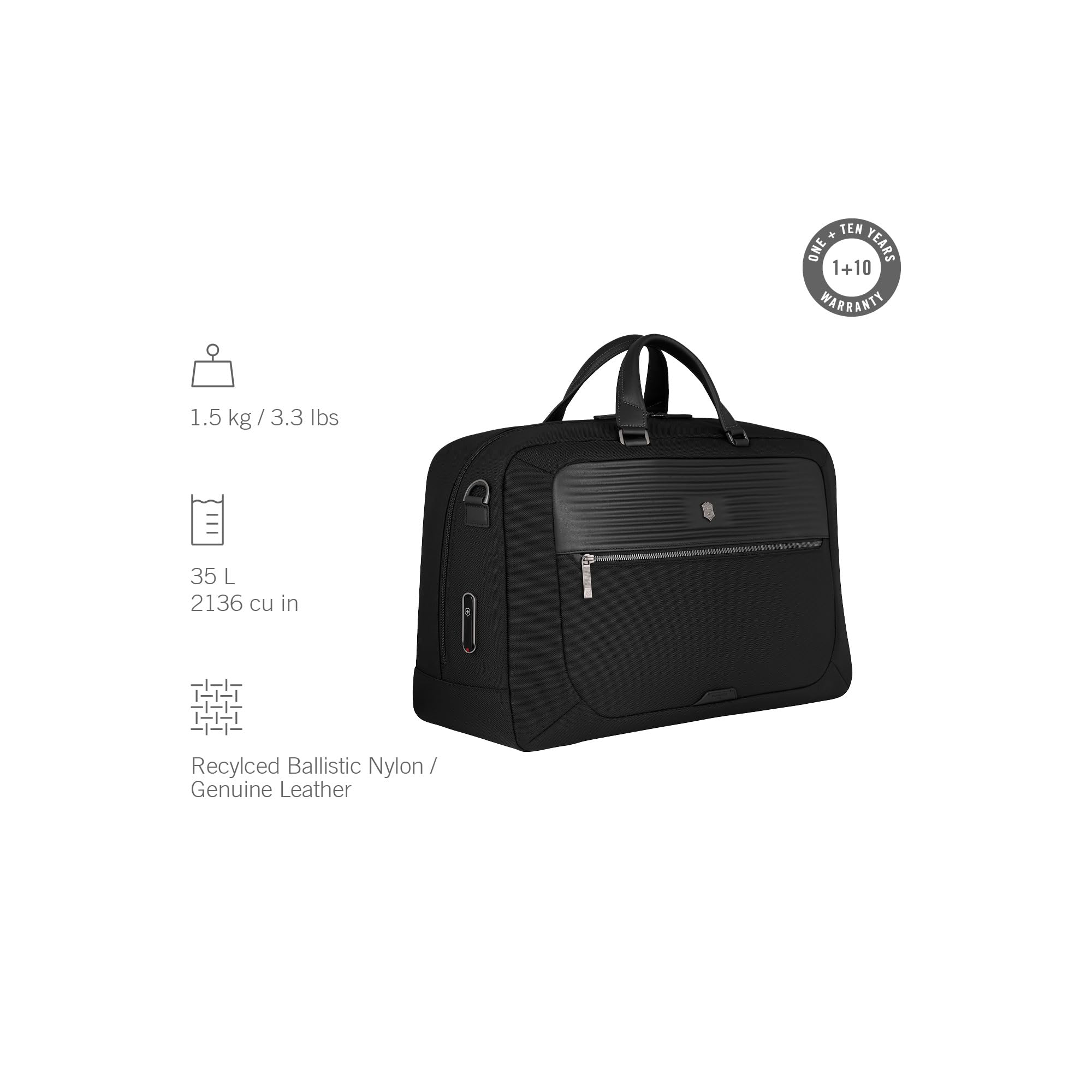 Victorinox Mythic Weekender, Reisetasche mit Trolley-Riemen, Handgepäck, Business, Damen/Herren, Schwarz