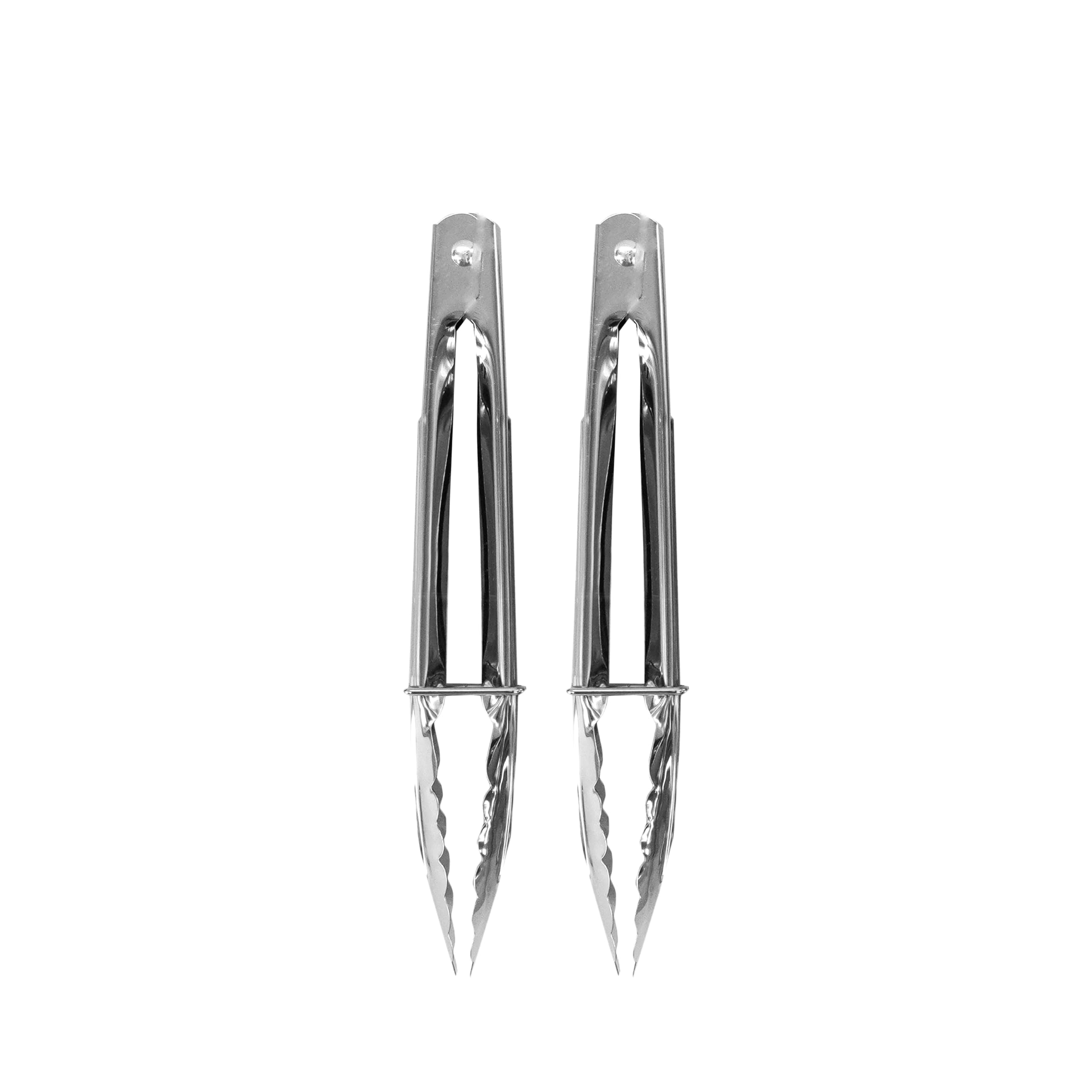 FACKELMANN Stainless Steel Kitchen Tongs, Set of 2 with Locking Function, Utensil for Serving Buffet Food Salad Ice or BBQ, 18cm, Silver