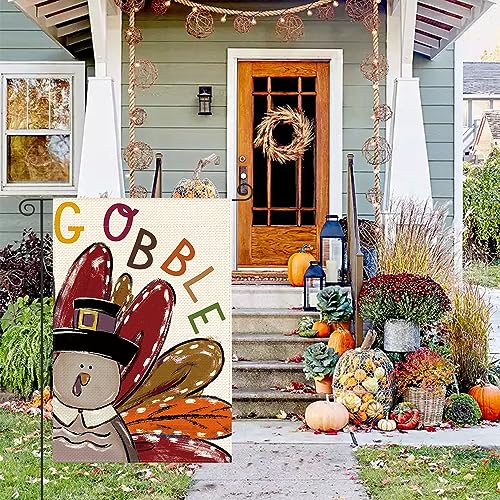 Avoin Colorlife GARDENFLAG-THANKSGIVING-3045-049 Thanksgiving Turkey Garden Flag 12X18 Inch Double Sided, Gobble Harvest Holiday Yard Outdoor Decorative Flag thumb #6