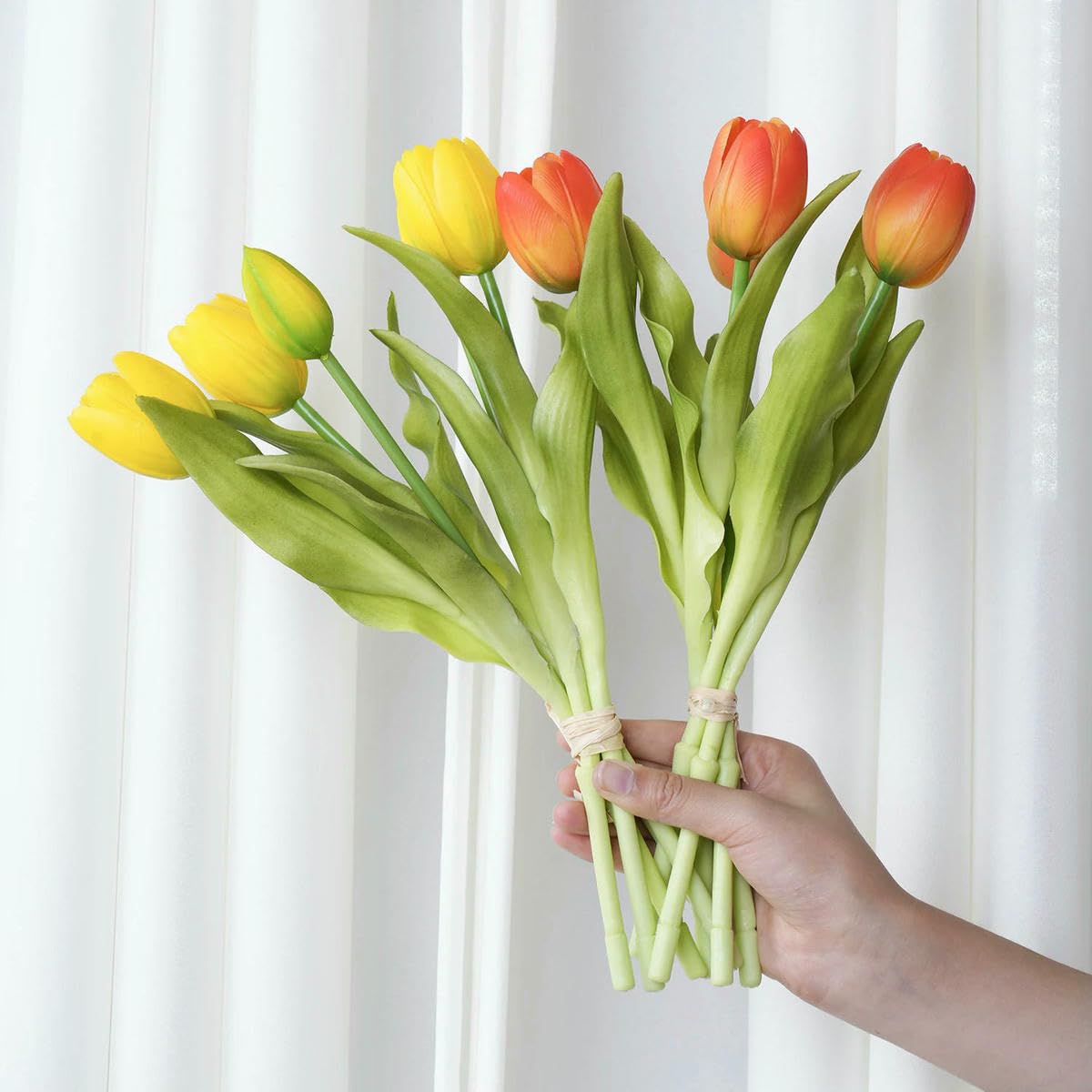 5 pezzi di bouquet artificiale in silicone con fiori finti, decorazione for feste, centrotavola for soggiorno, composizione floreale(Red)