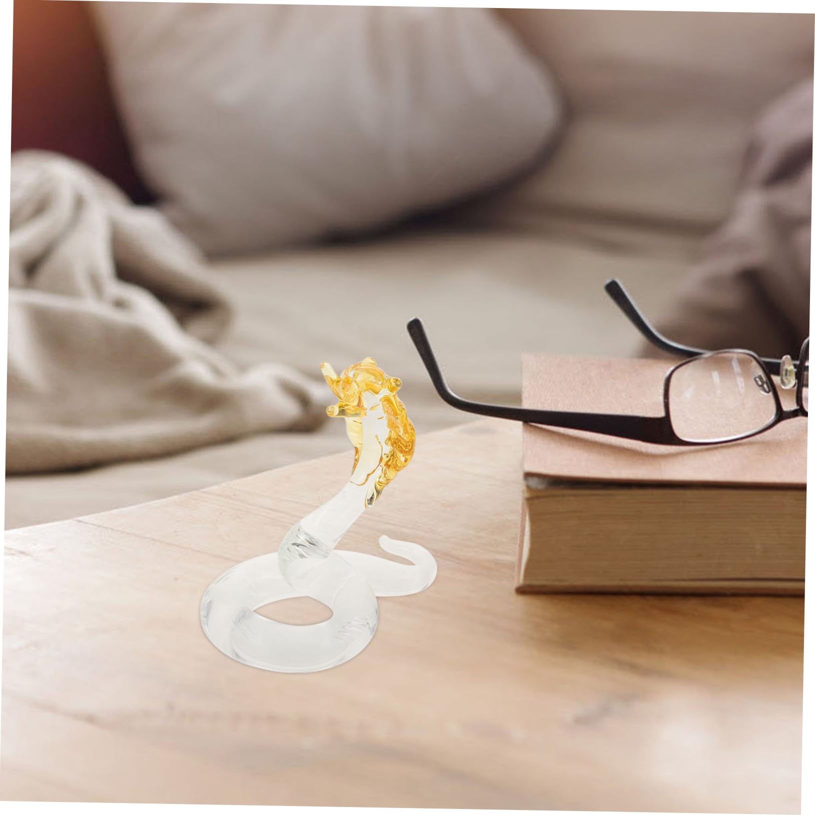 Crystal Snake Figurine - Delicate Glass Sculpture For Home & Office Desk Decor