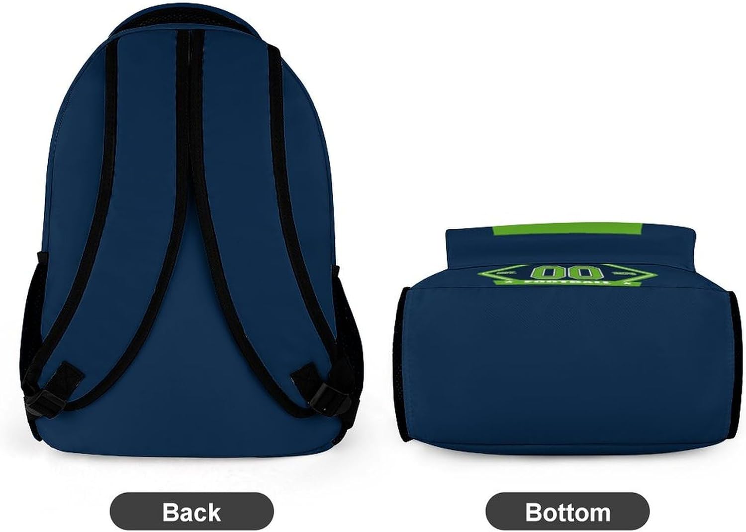 Generic Custom Backpack High Capacity Bag Football Fans Gifts for Teenager Men Women, Add Name & Number, Sea29-s