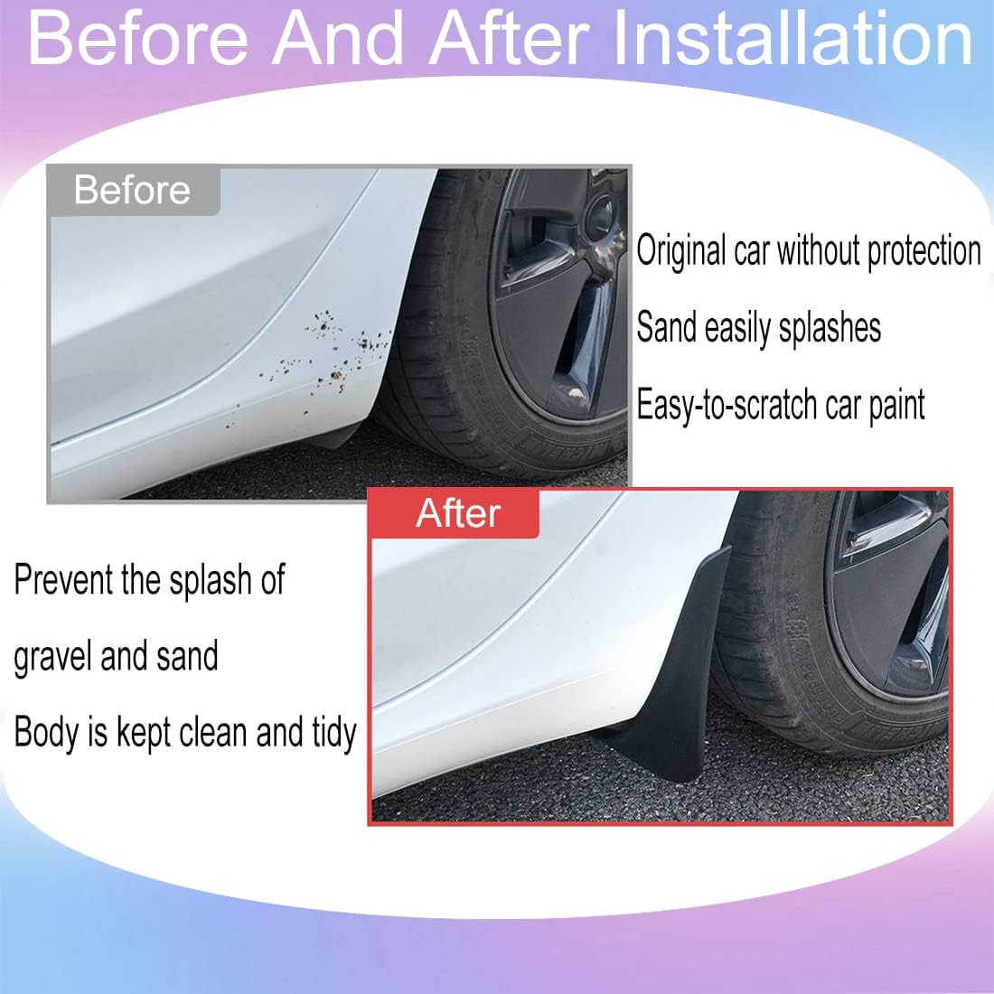 FASTCHE Tesla Model 3 Mud Flaps Mudflaps Splash Guards Front Rear Fender Protection No Need to Drill Holes for Tesla Model 3 2016-2023 (Set of 4, Matte Black)