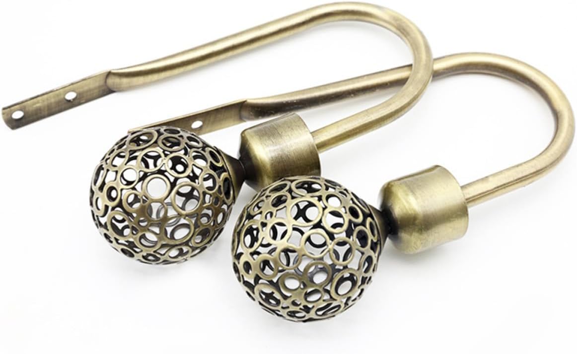 2pcs Curtain Wall Hooks Golden Metal U Shaped Adjustable Holdbacks