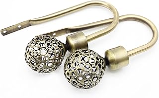 2pcs Golden Metal U Shaped Curtain Holder with Decorative Knob
