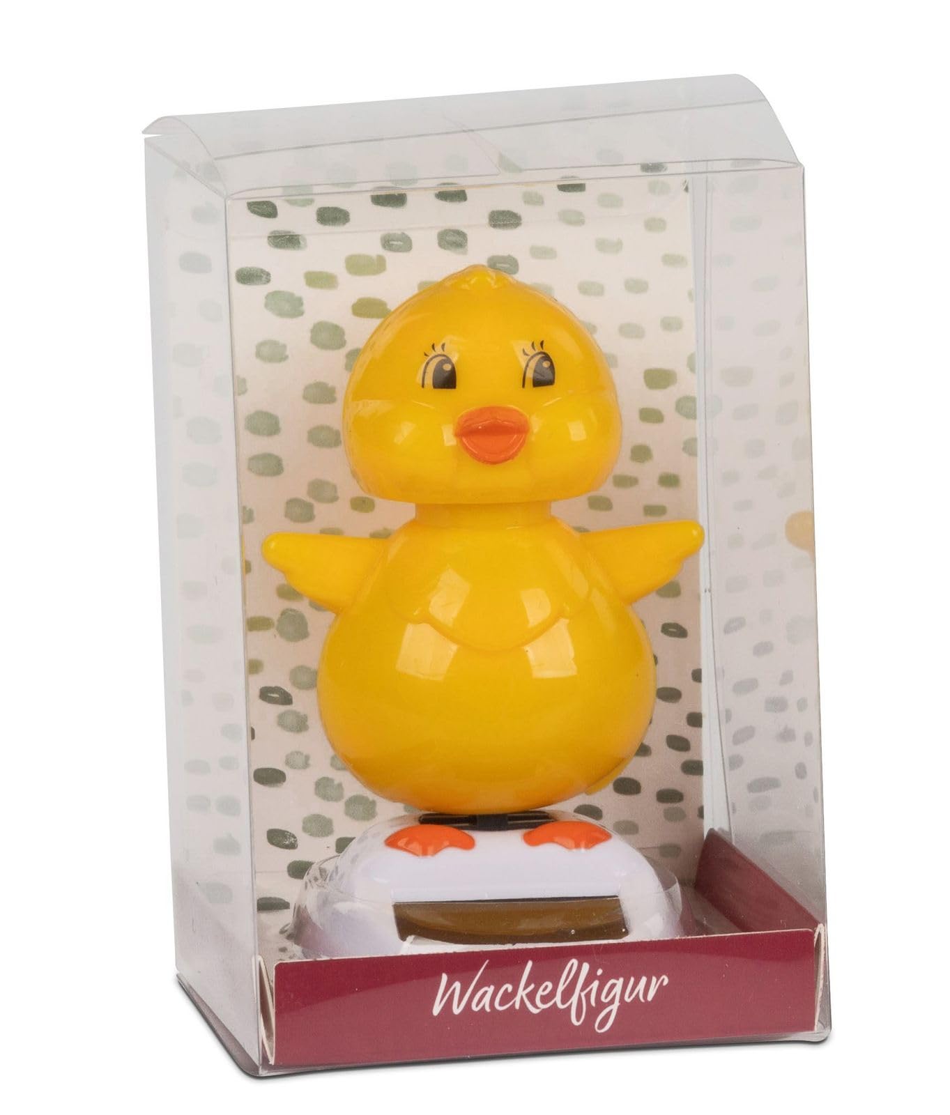 formano Figura solare oscillante pulcino 10 cm – divertente statuetta decorativa a energia solare – idea regalo per auto, ufficio e davanzale – in confezione regalo trasparente solare, non necessita