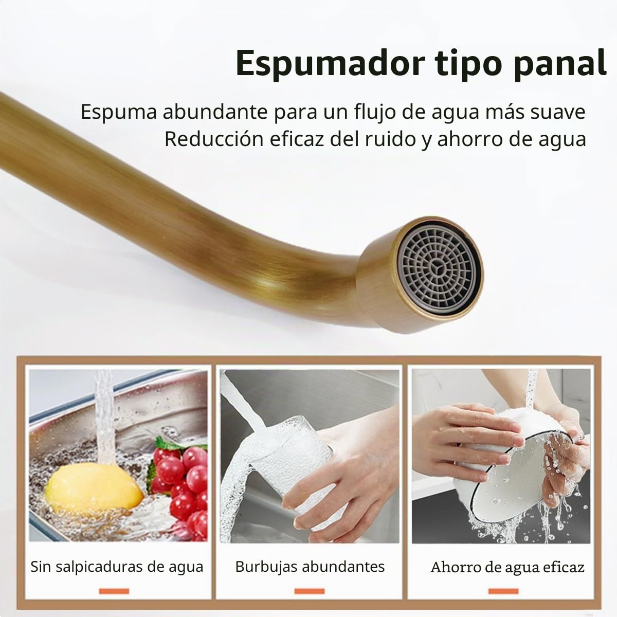 Grifo Mezclador de Cocina Mural Latón Antiguo Dos Manijas Cerámica