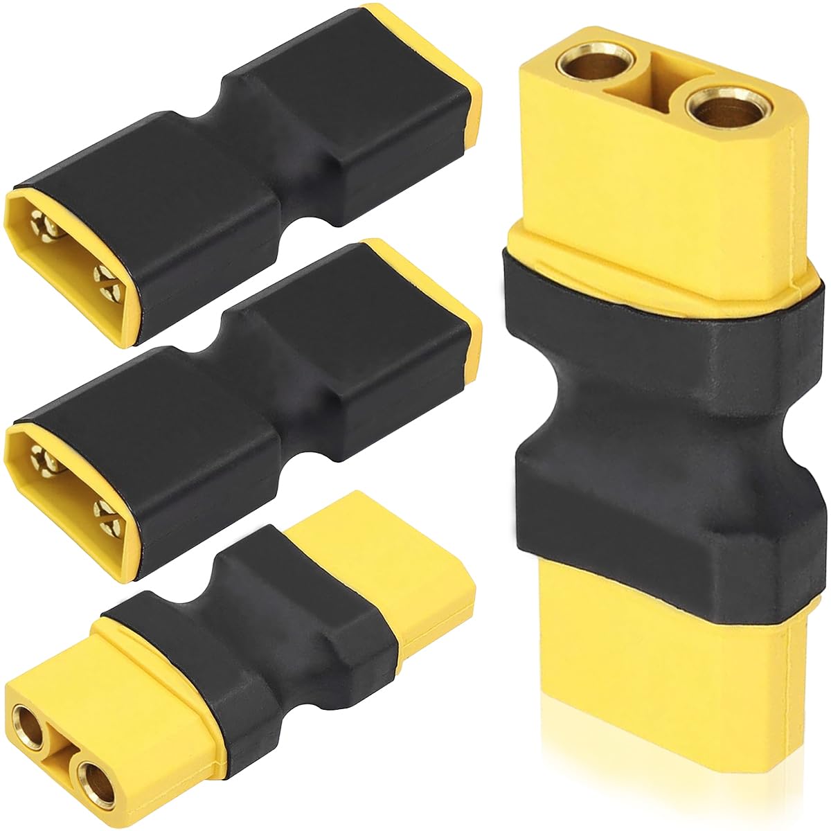 Xiatiaosann 4 Pcs XT90 to XT90 Connector no Wire XT90 Male to Male Adapter Female to Female Connector for FPV Drone Car Plane RC Lipo Battery