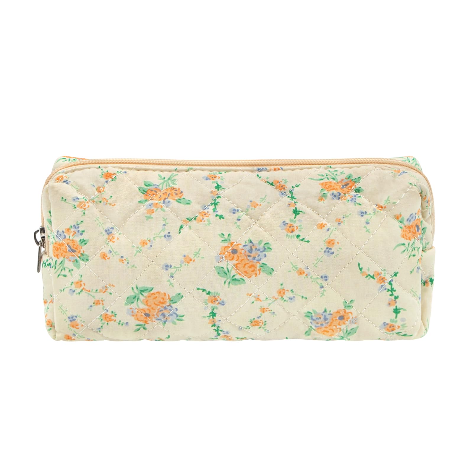 LJCZKA Floral Pencil Case for Girls Women, Small Flower Pencil Pouch, Cotton Quilted Makeup Bags for School College Travel — image 1
