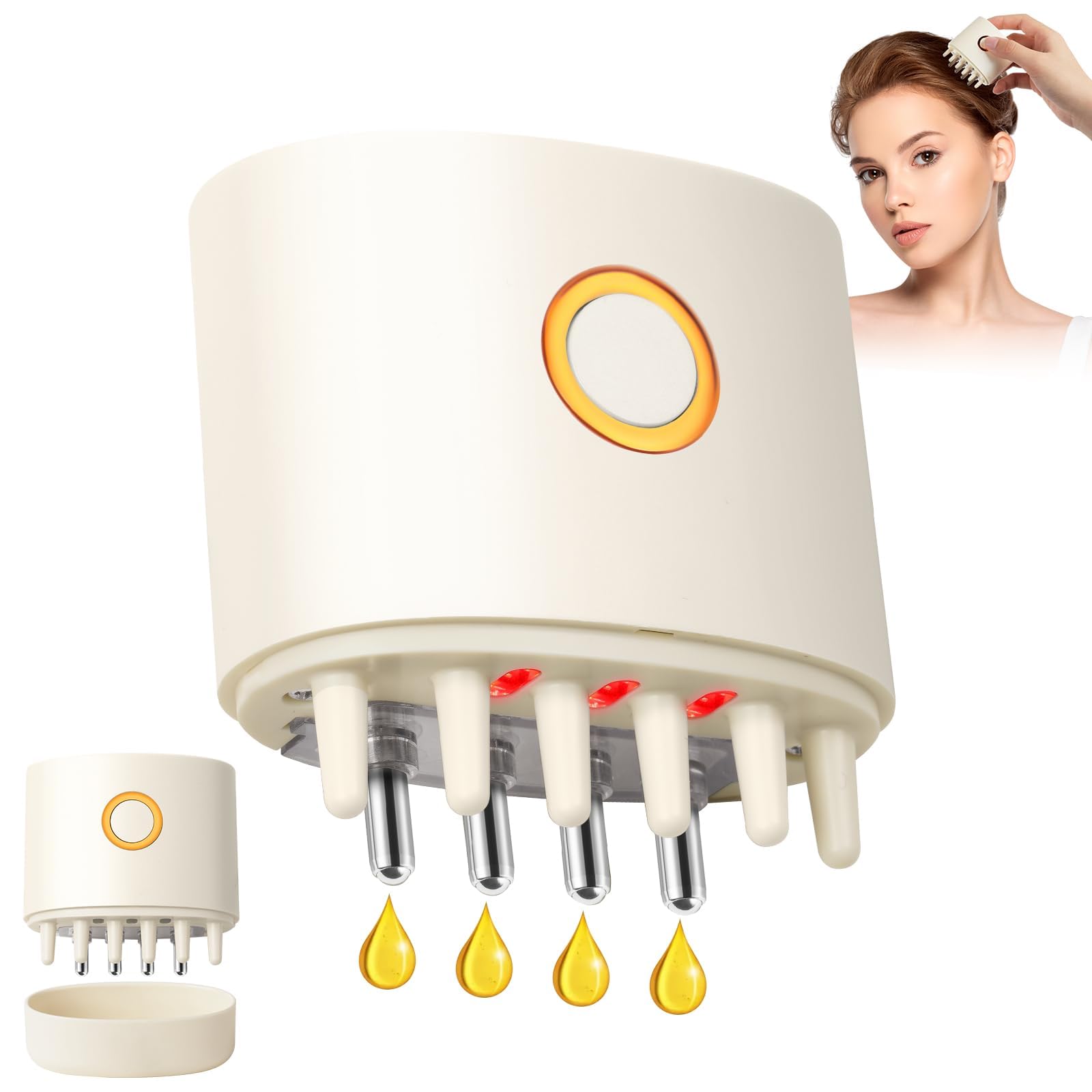 BIGTHREE® 2 in 1 Electric Scalp Massage and Hair Oil Applicator Bottle, Portable Head Massager Scalp for Hair Growth, 3 Mode, Hair Oiling Dispenser with Roller Ball for Hair Treatment