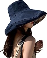 Vista 7 de Sombrero de sol de ala súper ancha para mujer, de algodón, plegable, reversible, con borde con cable, protección UV, verano, playa, viajes, jardín