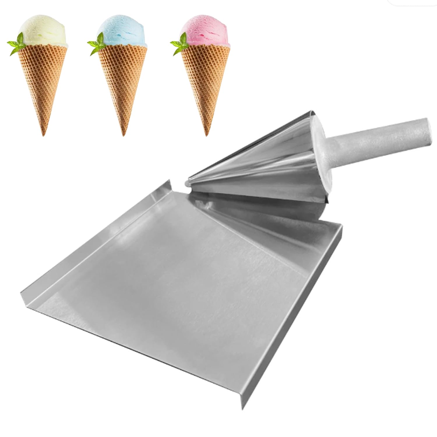 HiJiuAn Ice Cream Cone Roller Mould, DIY Waffle Cones, with Comfortable Handle&Cast Aluminum Body, Clear Texture, Reusable for Kitchen and Bakeries