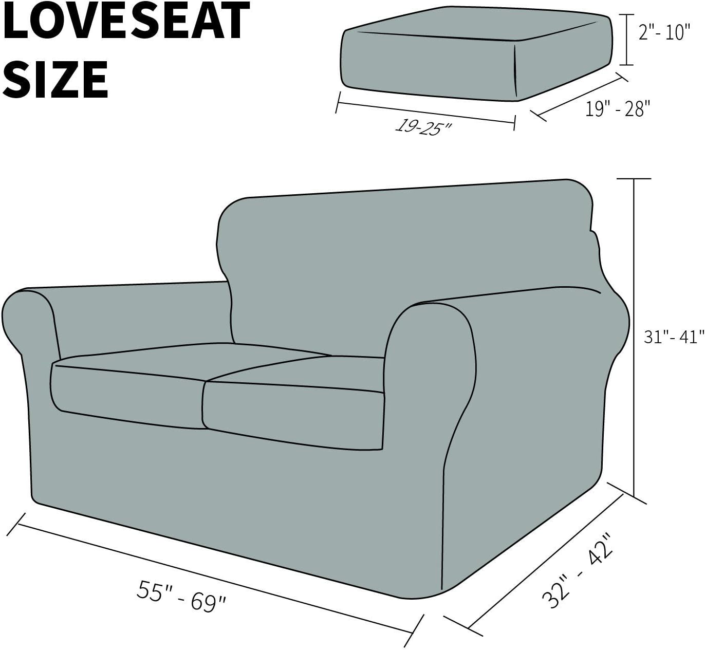 YEMYHOM Slipcover Bundles 4 Pieces Large Size Sofa Cover + 3 Pieces Medium Size Loveseat Cover（Light Gray）