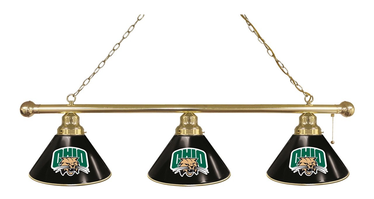 Holland Bar Stool Co. Ohio University 3 Shade Billiard Light with Brass Fixture by The