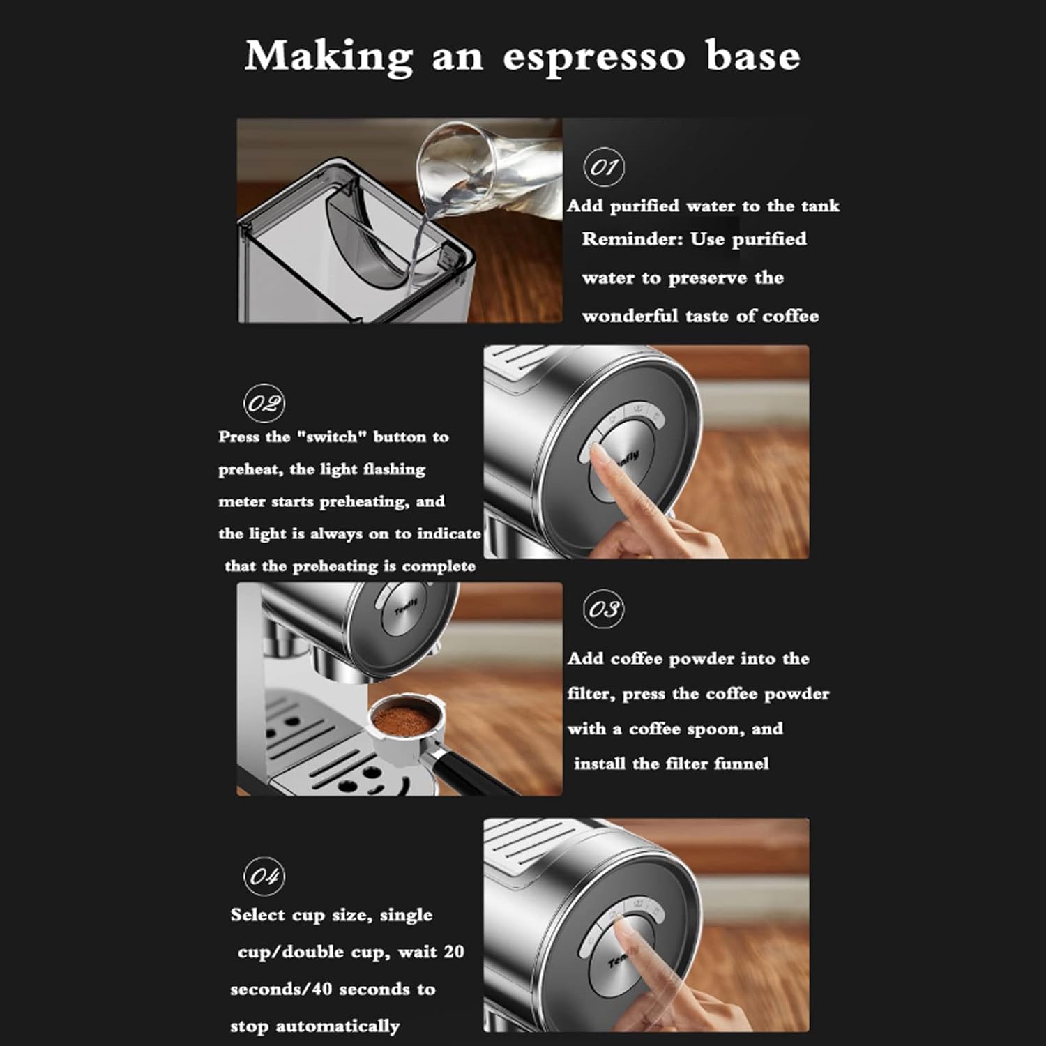 Steps for making an espresso base