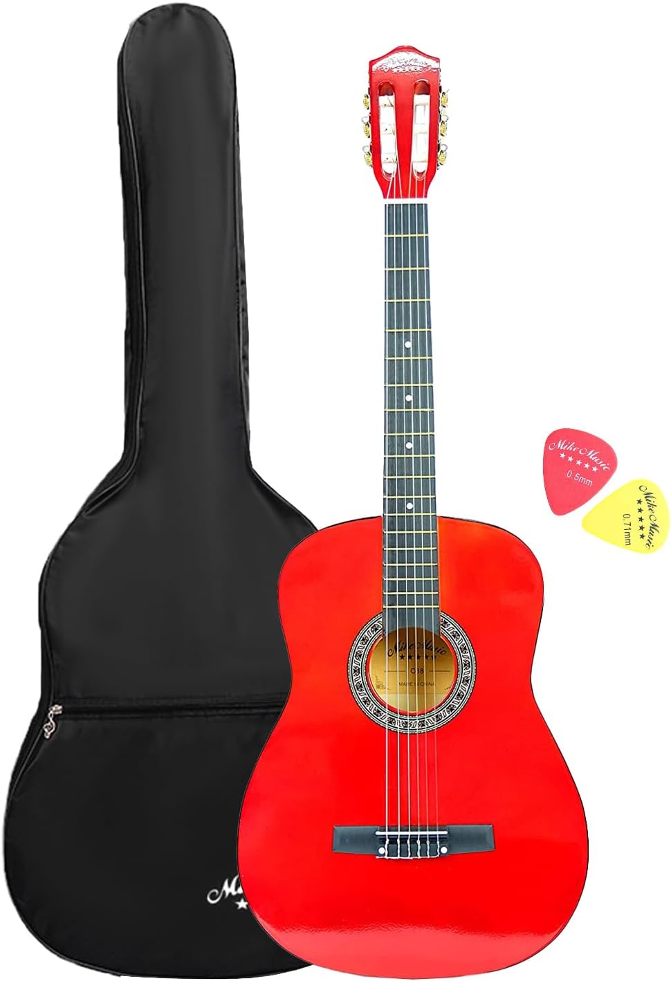 Mike Music 34 inch Classical Guitar with Bag (34C, Red)
