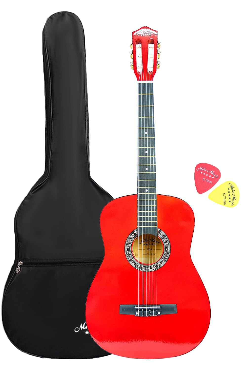 Mike Music 34 inch Classical Guitar with Bag (34C, Red)