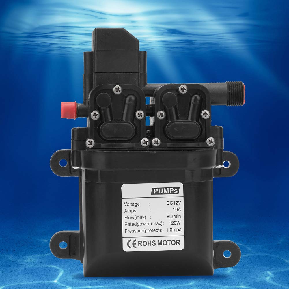 12V DC Diaphragm Water Pump, 120W High Pressure Self-Priming Used in Lawn, Garden, Vehicle Cleaning, Boats, Carpet Cleaning, Floor Cleaning,