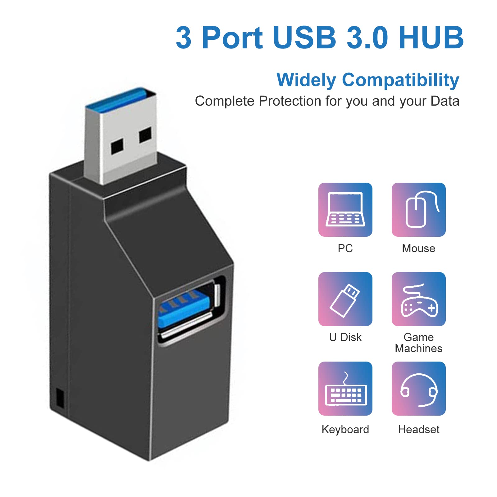 DIFCUL USB 3.0 Hub, 3-Porta Splitter (2 USB 2.0 + USB 3.0), Direct Tower Alta velocità Adattatore Compatibili per PC e laptop