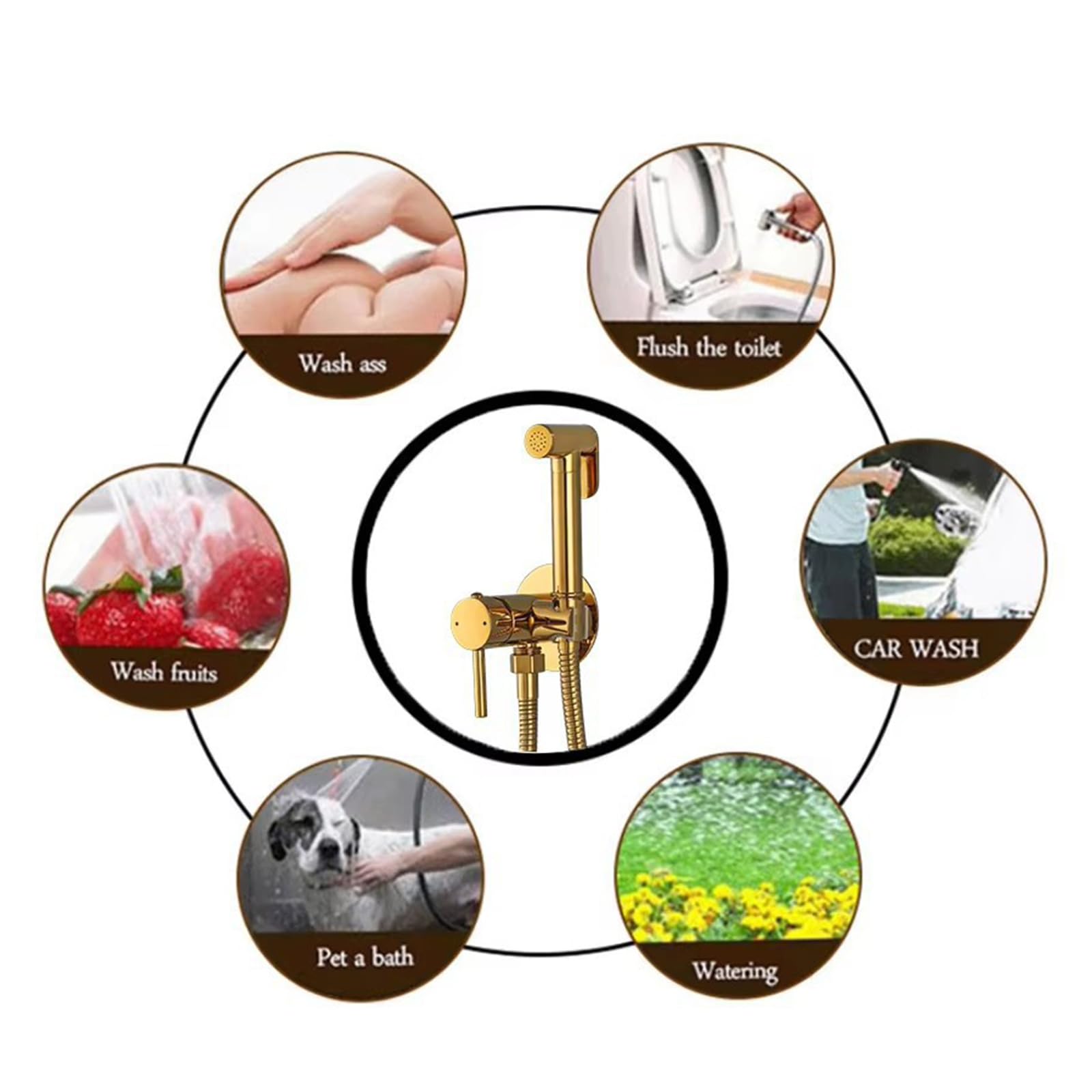 Grifo para El Wc Higiene Íntima para Sustitución Del Bidet Agua Fría Y Caliente Acero Inoxidable,Negro,Cuadrado