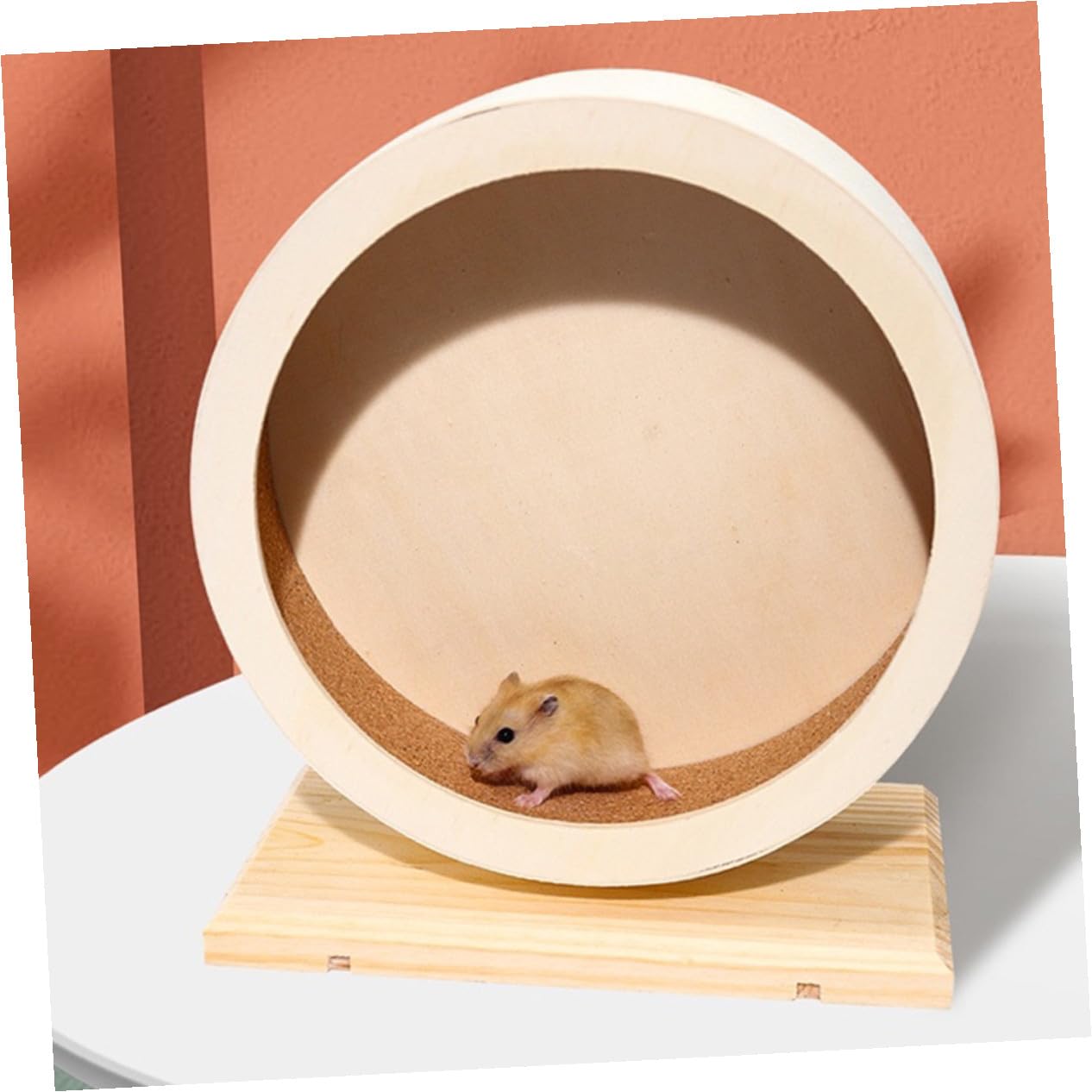BESPORTBLE Ruota per Criceti Silenziosa in Legno con Supporto Giocattolo Sportivo per Piccoli Animali Ruota Jogging per Criceto e Porcellino d Esercizio e Divertimento Notturno senza Rumore