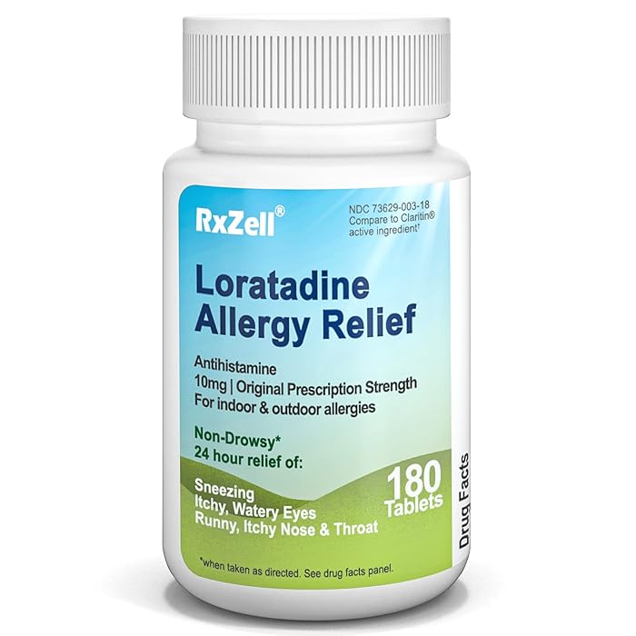 Buy RxZell Allergy Relief, Loratadine 10mg, 180 Tablets 24 Hour Non
