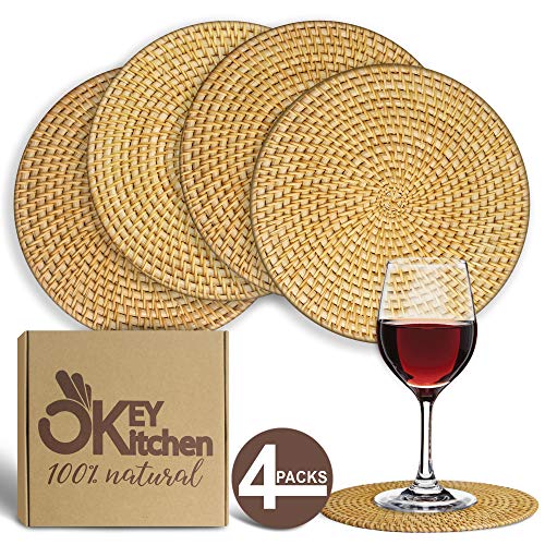 Trivets for Hot Dishes Pack of 4 Rattan Handmade Trivets Placemats