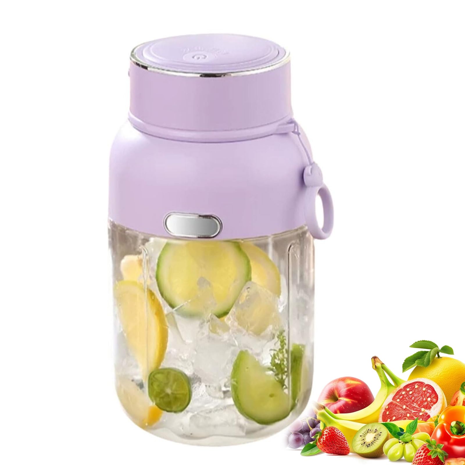 Gobelet mixeur sans fil portable, presse-agrumes électrique, gobelet rechargeable USB de 1300 ml avec double couvercle, écrase la glace pour smoothies, milkshakes et boissons aux fruits frais (purple)