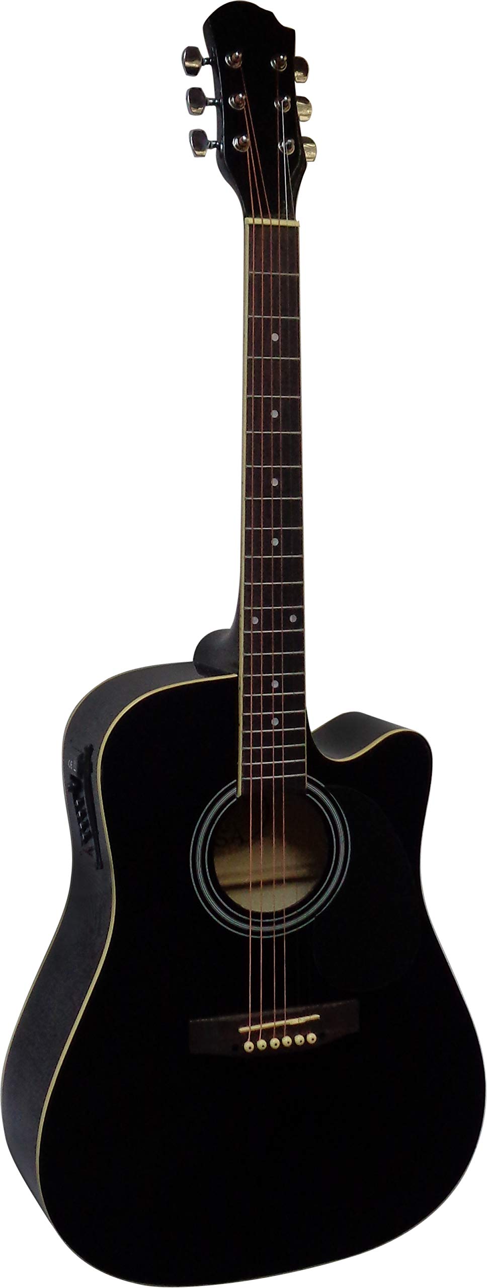 4/4 WESTERNGITARRE MIT TONABNEHMER UND TASCHE - AKUSTIK COUNTRY GITARRE - SCHWARZ - STAHLSAITEN - DECKE FICHTE - SCHLAGBRETT SCHWARZ - EQ - CW191