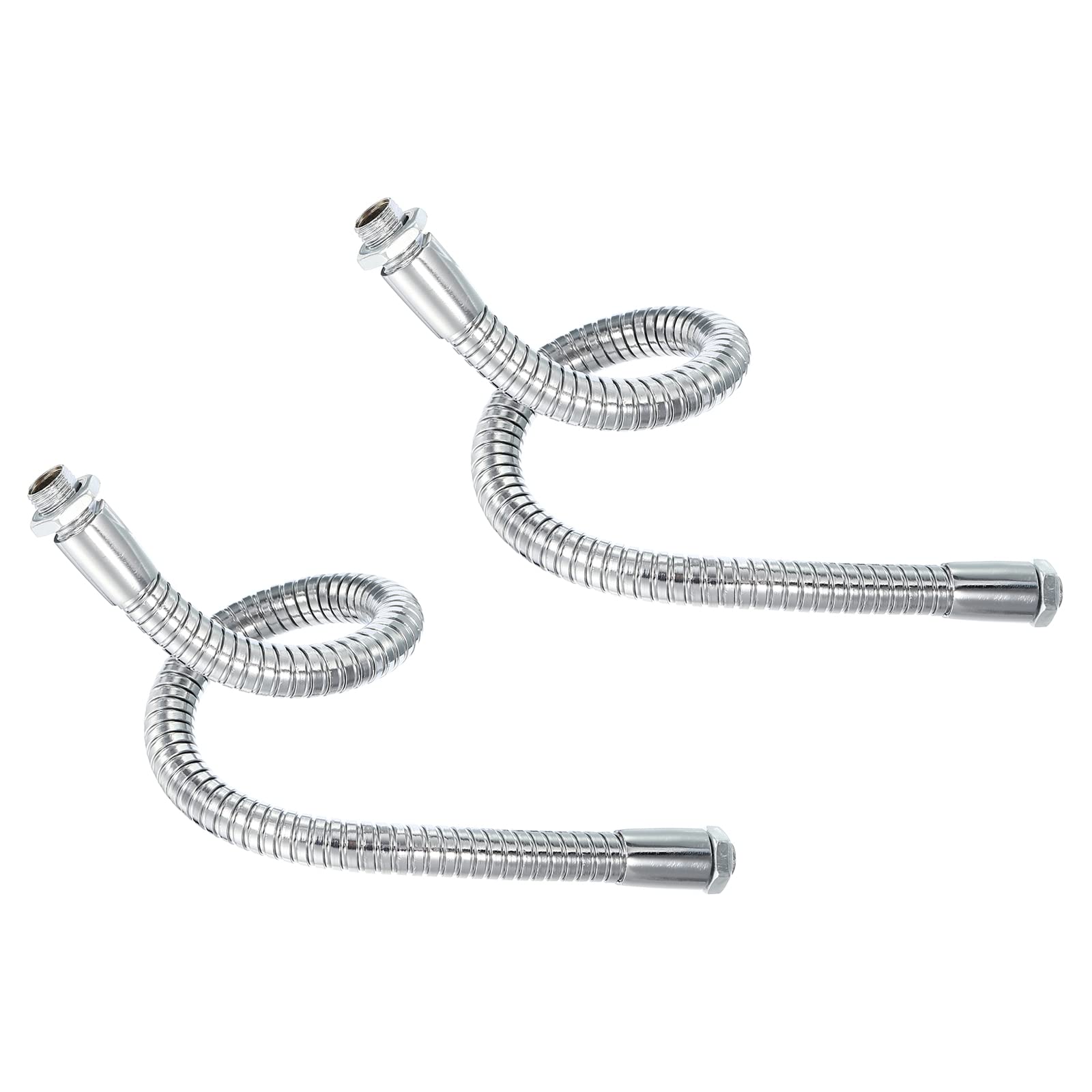 PATIKIL 11.8" Universal Gooseneck Hose, 2Pcs M10/M8 Fine Thread 10mm Metal Bendable Flexible Arm Gooseneck Tube Extension for Multifunction DIY, Silver Tone