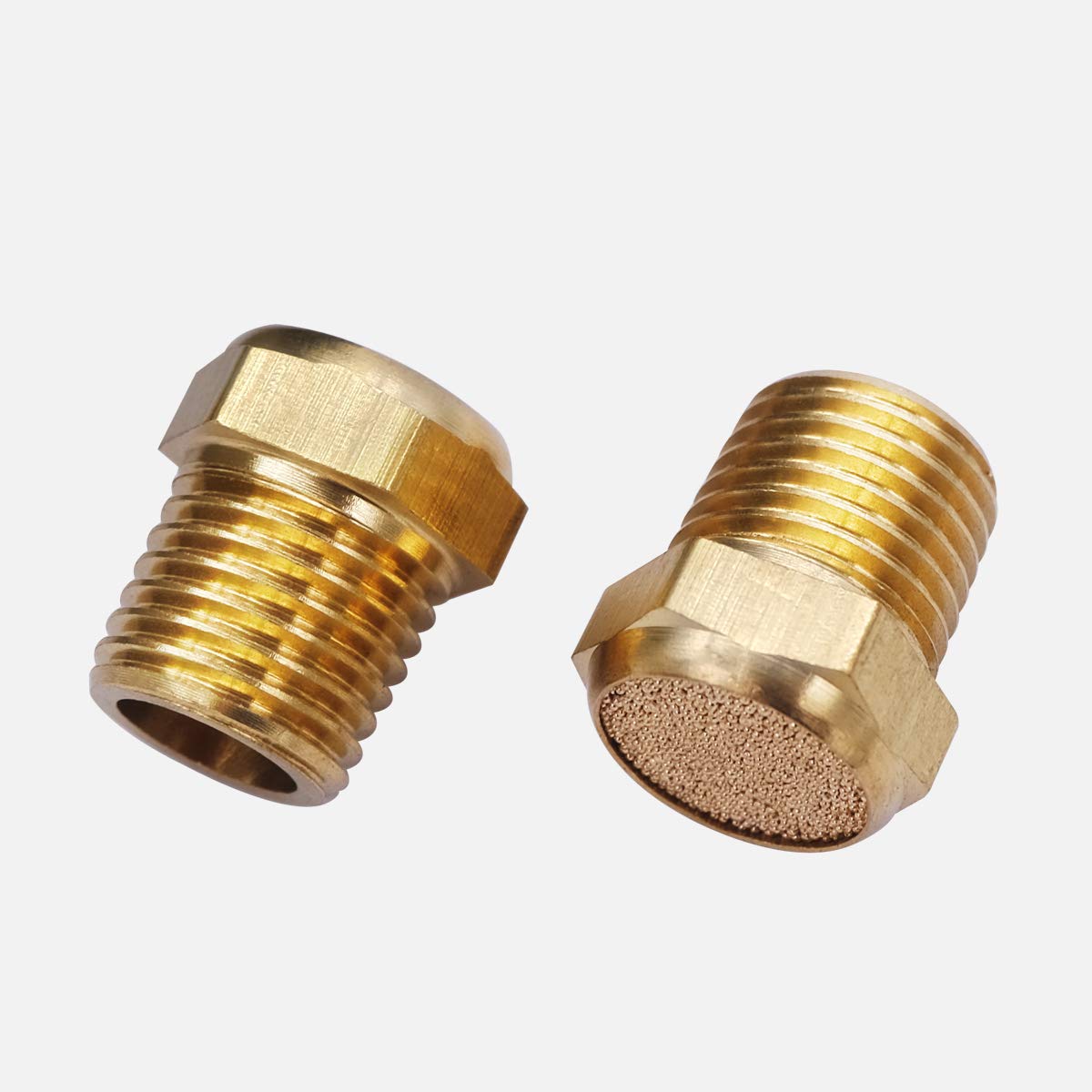 mxuteuk 10pcs Brass Pneumatic Muffler Filter Noise Silencer, Hex Sintered Silencer Air Line Fitting Flat 1/4" NPT XYQ-P-(1-4) — Amazon image 3