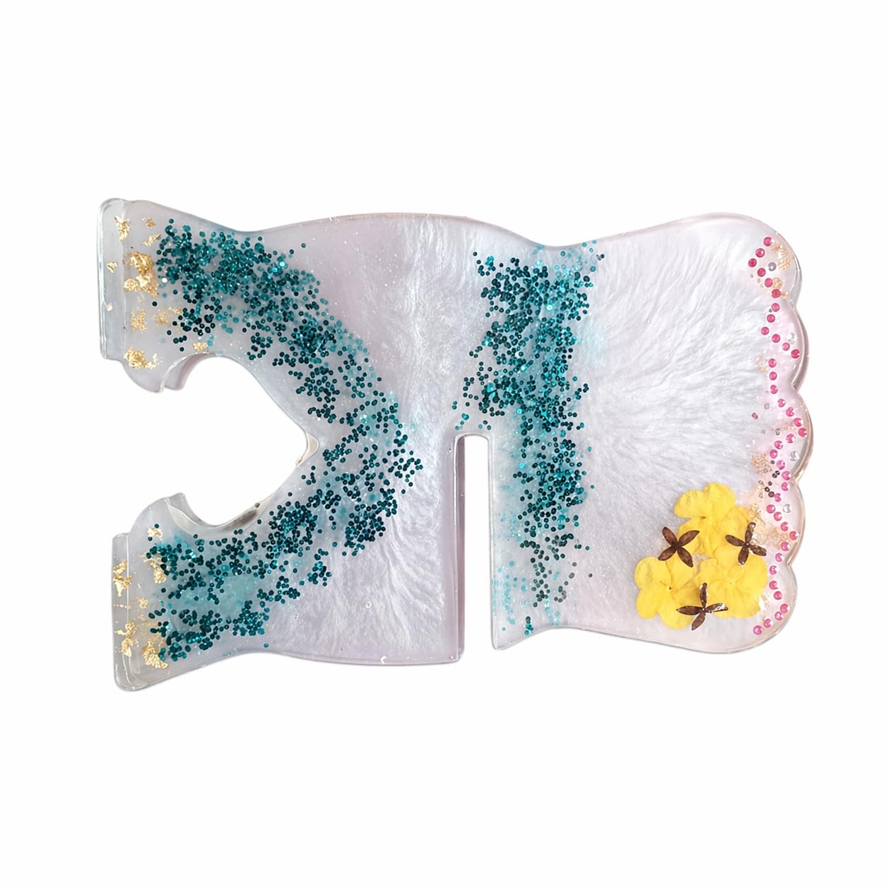 Handmade Resin Rehal Foldable Holy Book Stand with Dried Flowers | Epoxy Resin, Glitter & Pearl Detail, Quran & Bible Stand, Lightweight & Durable, Ramadan & Eid Decor-picture-19