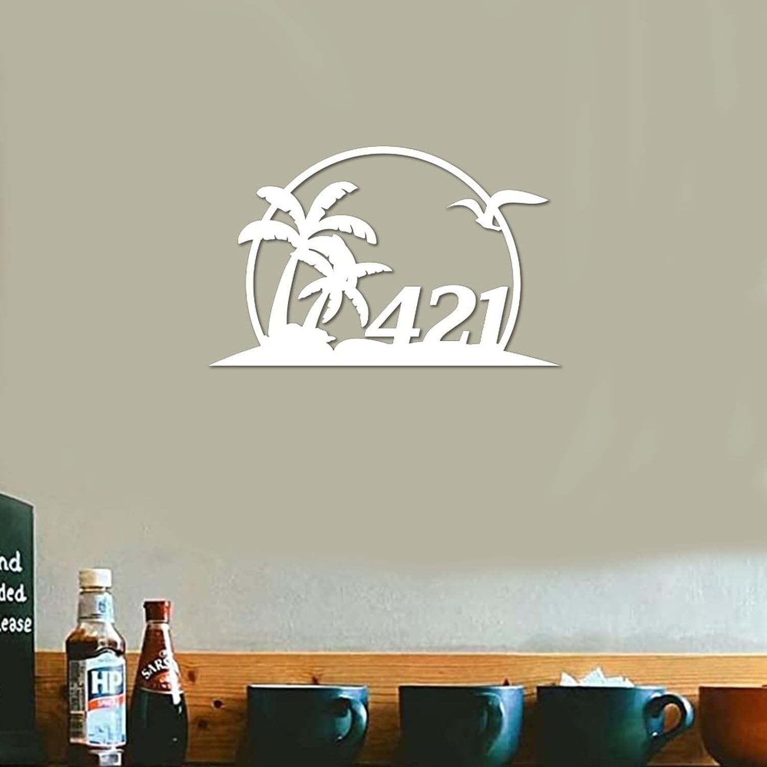 Personalized Palm Tree House Number Address Metal Sign Laser Cut Metal Sign, Outdoor Address Plaque Beach Decor Tropical Decor Monogram Wall Decor, Monogram Gifts Name Wall Decor 18in